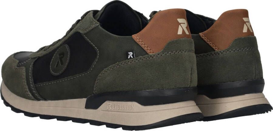 Rieker Comfortabele groene sneakers met bruine accenten Multicolor Heren