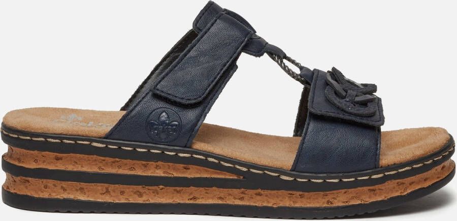 Rieker Blauwe Synthetische Sandalen met Klittenbandsluiting Blauw Dames