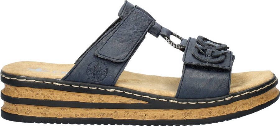 Rieker Blauwe Synthetische Sandalen met Klittenbandsluiting Blauw Dames