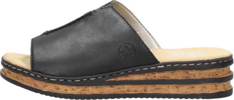 Rieker Zwarte Synthetische Slipper met Zacht Voetbed Black Dames