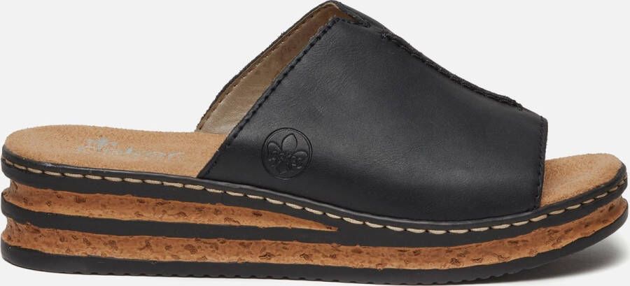 Rieker Zwarte Synthetische Slipper met Zacht Voetbed Zwart Dames