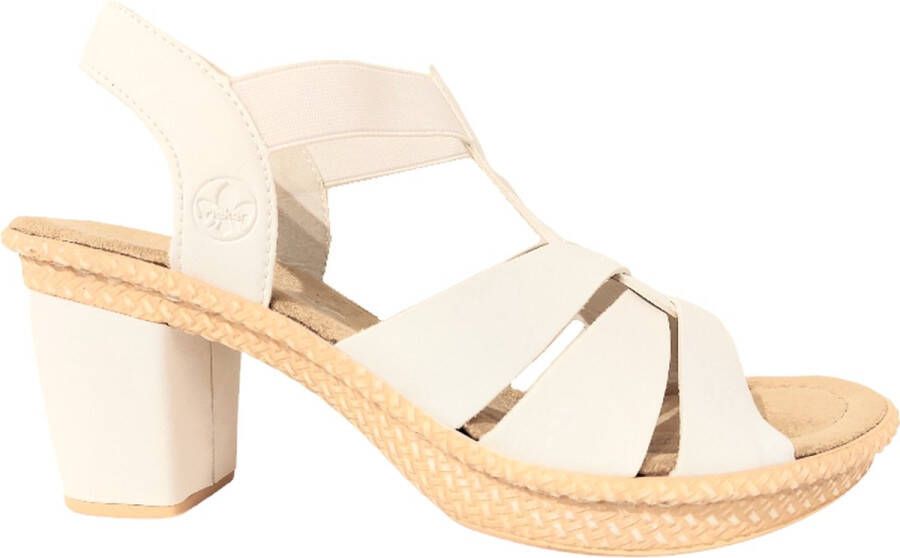 Rieker Witte Sandalette met Elastische Bandjes White Dames