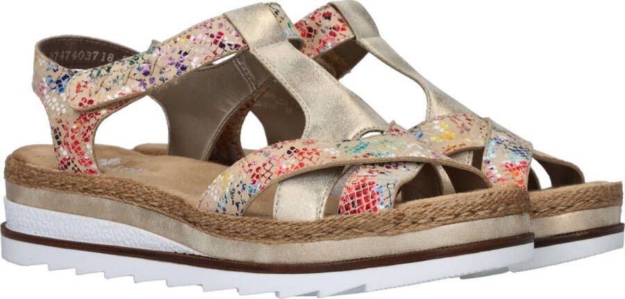 Rieker Gouden Metallic Sandaal met Print Multicolor Dames