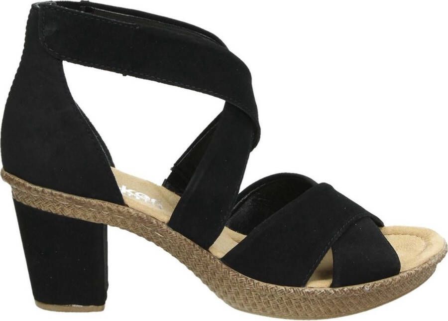 Rieker Zwarte Synthetische Hoge Hak Sandalen Black Dames