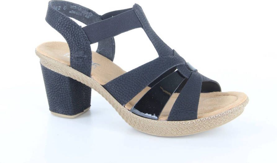 Rieker Sandalen met hak zwart Nubuck Dames