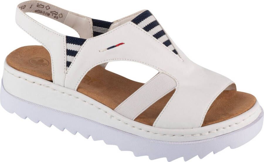 Rieker Witte Casual Open Platte Sandalen White Dames