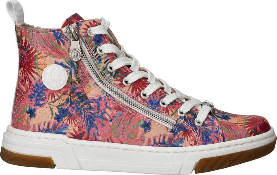 Rieker Sneakers high top sneaker vrijetijdsschoen veterschoen met plateauzool