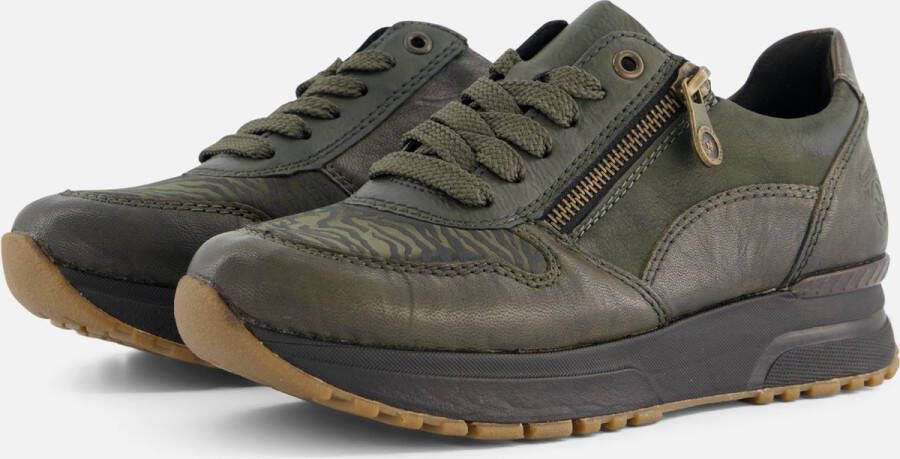 Rieker Donkergroene Leren Sneaker Groen Heren - Foto 1