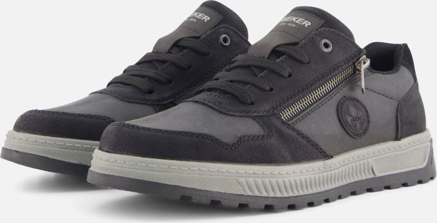 Rieker Herensneaker met rits en veters Black Heren