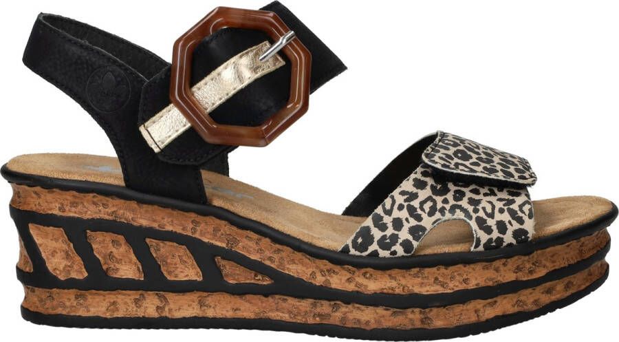 Rieker T60 Leopard Sandalen zwart Synthetisch Dames