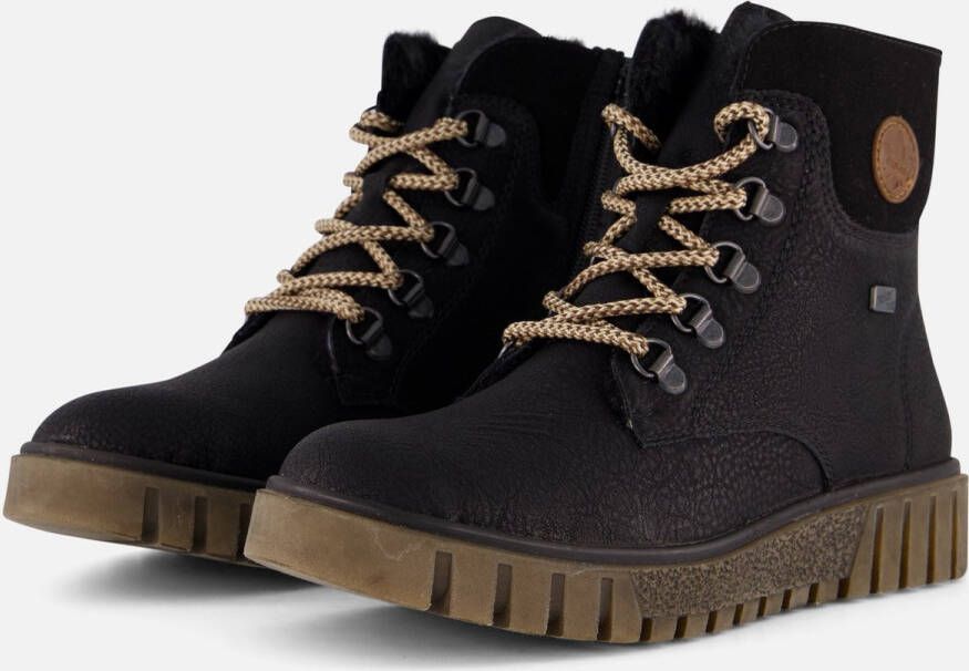 Rieker Zwarte Comfortabele Veterschoenen met Tex Black Dames