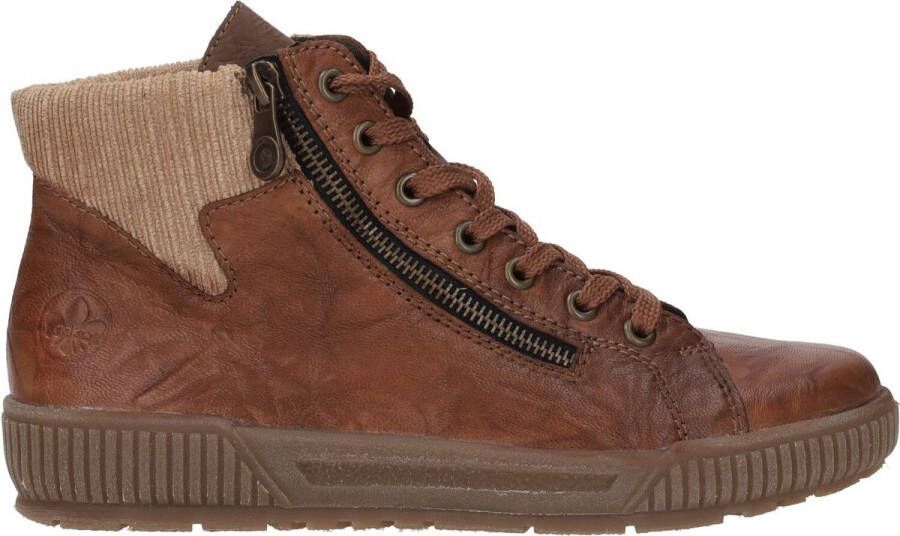 Rieker Bruin Cognac Comfortabele Gewatteerde Veterschoen Brown Dames