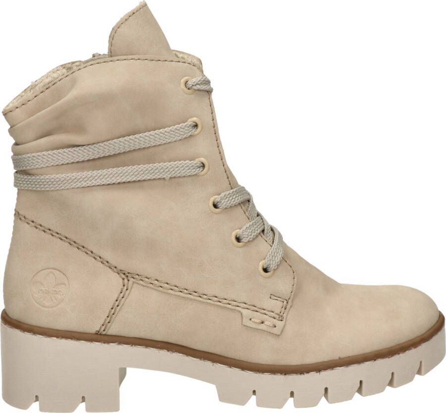 Rieker Beige Bikerboot Jaarrond Draagbaar Zachte Voering Rits & Vetersluiting Beige Dames