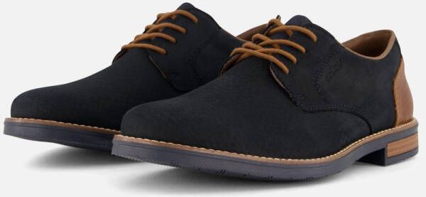 Rieker Blauwe Leren Veterschoenen met Cognac Accents Blue Heren