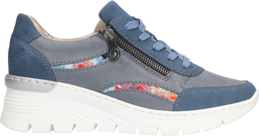 Rieker Trendy Blauwe Veterschoenen voor Dames Blauw Dames