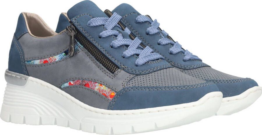 Rieker Trendy Blauwe Veterschoenen voor Dames Blauw Dames