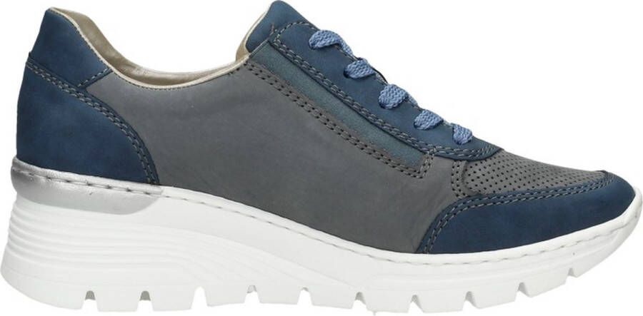 Rieker Trendy Blauwe Veterschoenen voor Dames Blauw Dames