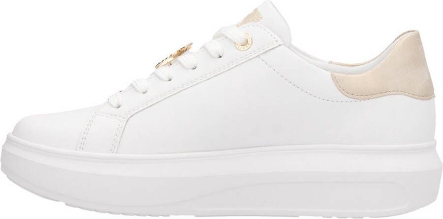 Rieker Trendy witte leren sneakers met gouden libelledetail White Dames