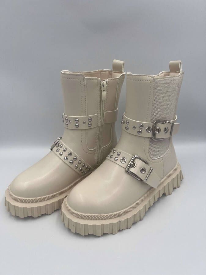 Rock and Joy Stoere meisjes boots beige leer