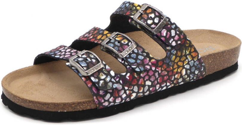 Rohde Slippers Alba zomerschoen slippers met kleurrijke print g-breedte = breed