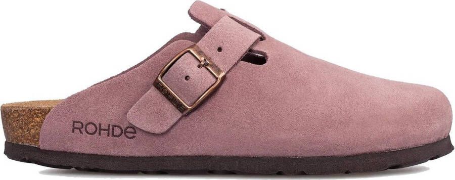 Rohde Roze Leren Klomp met Antislip Zool Pink Dames