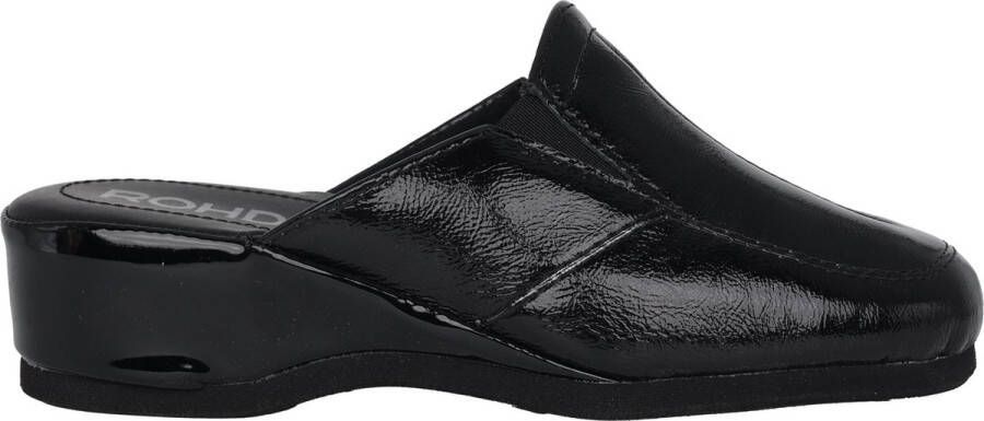 Rohde Zwarte leren binnenslipper Black Dames