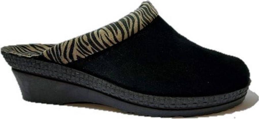 Rohde Pantoffel 2465 Zwart Zebra Print