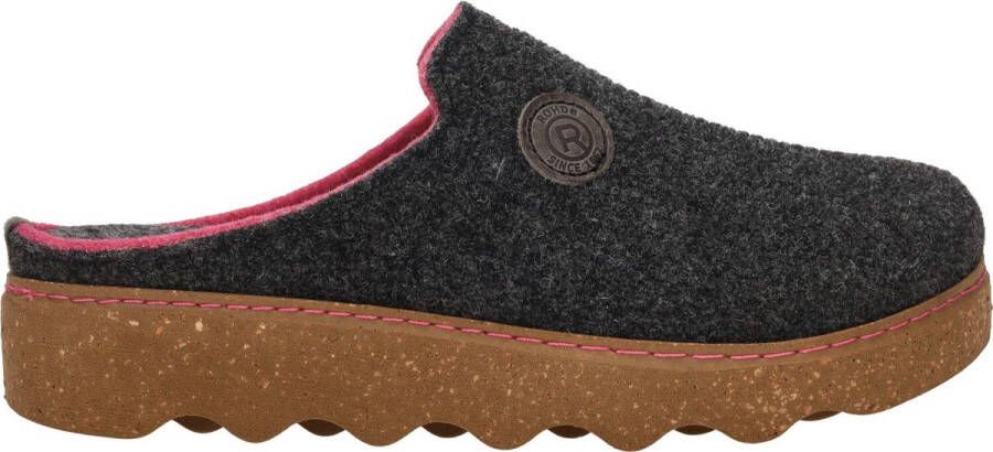 Rohde Comfortabele grijze pantoffel met roze details Black Dames