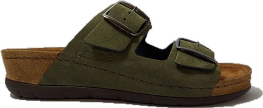 Rohde Slipper 5856 Olijf Groen Nubuck Zacht Voetbed