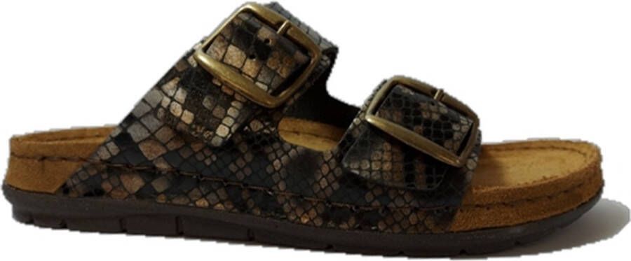 Rohde Slipper 5858 Python Zwart Brons Zacht Voetbed 6½