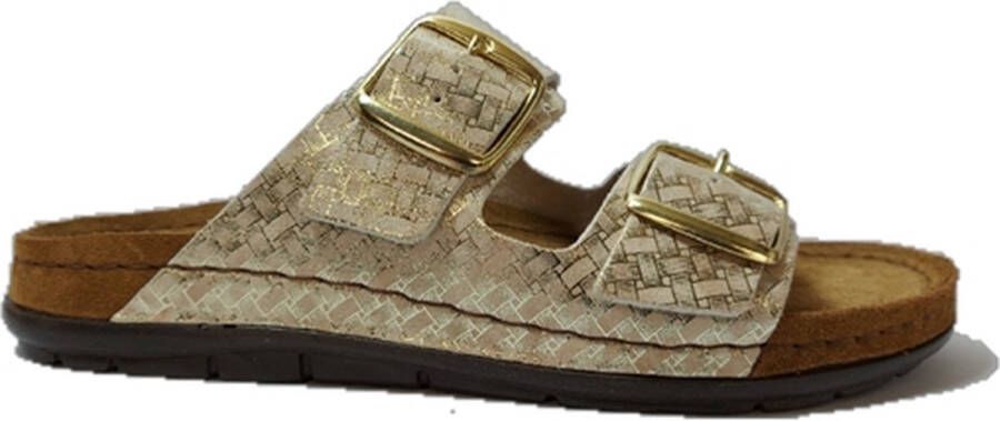 Rohde Slipper 5862 Goud Print Zacht Voetbed 6½ - Foto 1