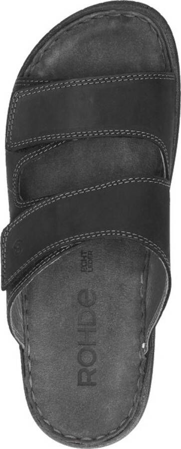 Rohde Slipper Heren Leder Zwart Klittenband 6241