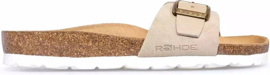 Rohde Beige leren zomerse slipper met gesp Beige Dames