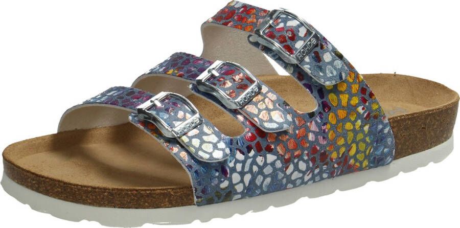 Rohde Slippers Alba zomerschoenen slippers pantoffels met kleurrijke print g-breedte = breed