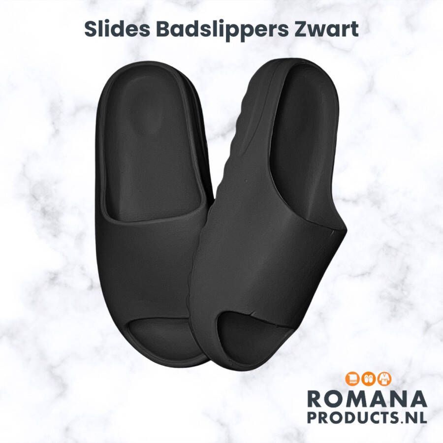 Ro a Products Ro a s Unisex Badslippers Slides Ideaal voor Hotel en Sauna Zwart