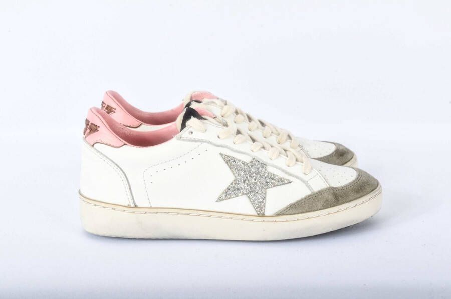 Rossati Model 7005 Dames Sneakers Wit Roze Glitter Ster