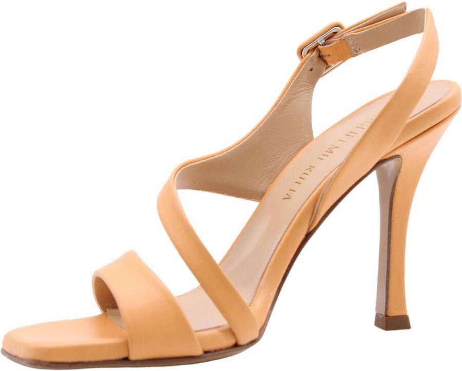 Guglielmo Rotta Rosa Leren Sandalen met Enkelband Beige Dames