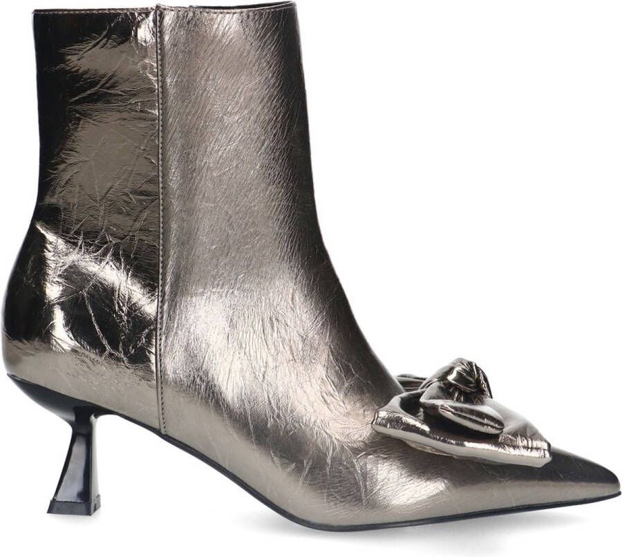 Sacha Dames Antraciet metallic enkellaarsjes met hak