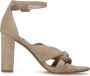 Sacha Dames Beige geknoopte suède sandalen met hak - Thumbnail 2