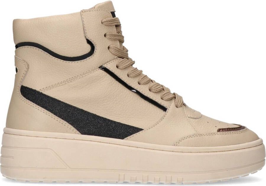 Sacha Dames Beige leren hoge sneakers