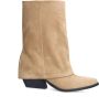 Sacha Dames Beige suède western enkellaarsjes met flap - Thumbnail 2