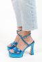 Sacha Dames Blauwe metallic platform sandalen met hak - Thumbnail 4