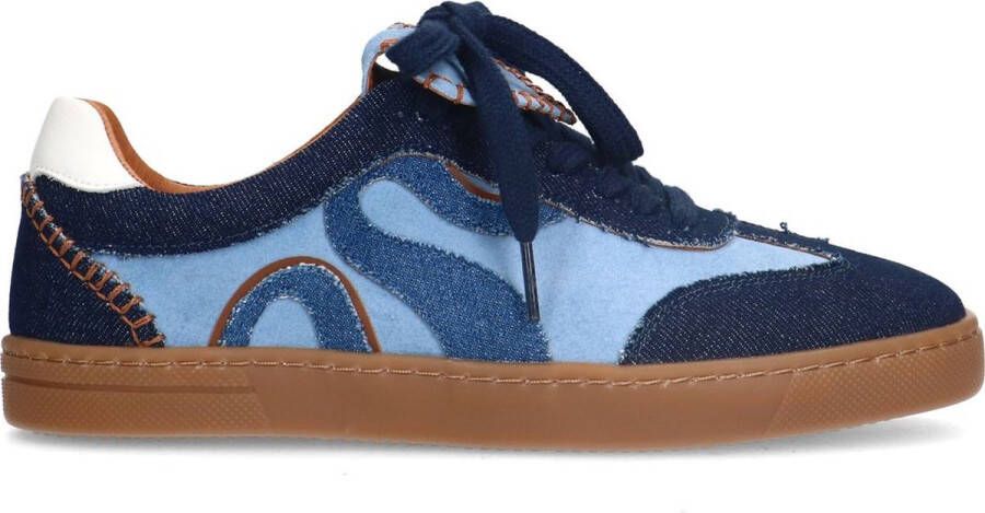 Sacha Dames Blauwe suède sneakers met denim details