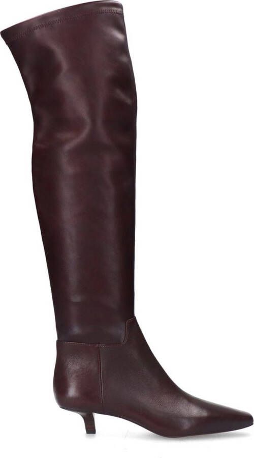 Sacha Dames Bordeaux hoge stretch laarzen met kitten heel