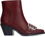 Sacha Dames Bordeaux leren buckle enkellaarsjes met hak - Thumbnail 2