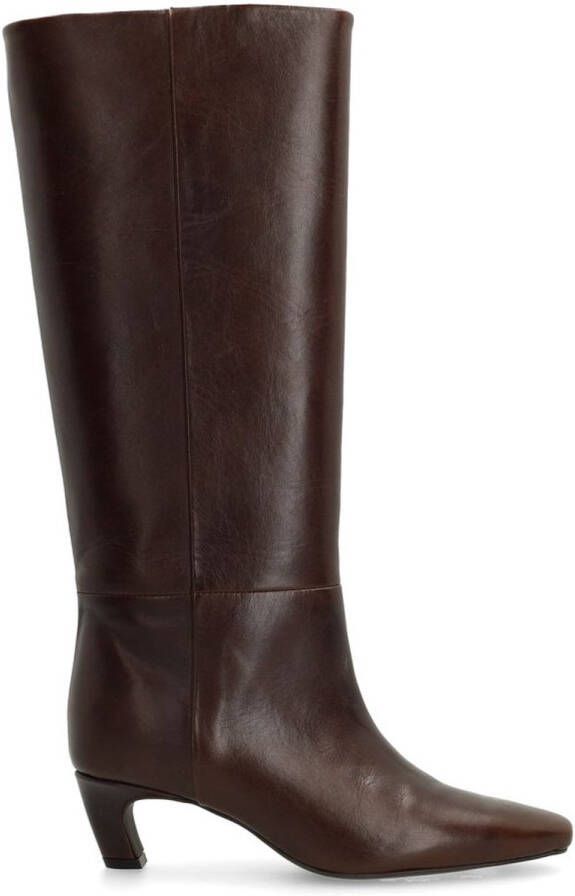 Sacha Dames Bruine hoge leren laarzen met hak