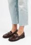 Sacha Dames Bruine leren loafers met goudkleurige chain - Thumbnail 1