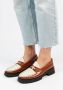 Sacha Dames Bruine leren plateau loafers met witte details - Thumbnail 2