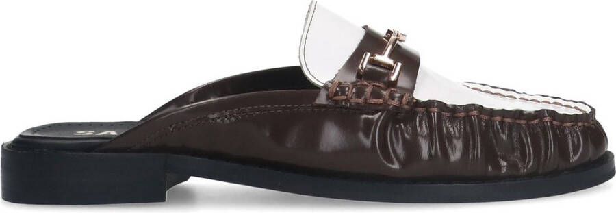 Sacha Dames Bruine leren slip on loafers