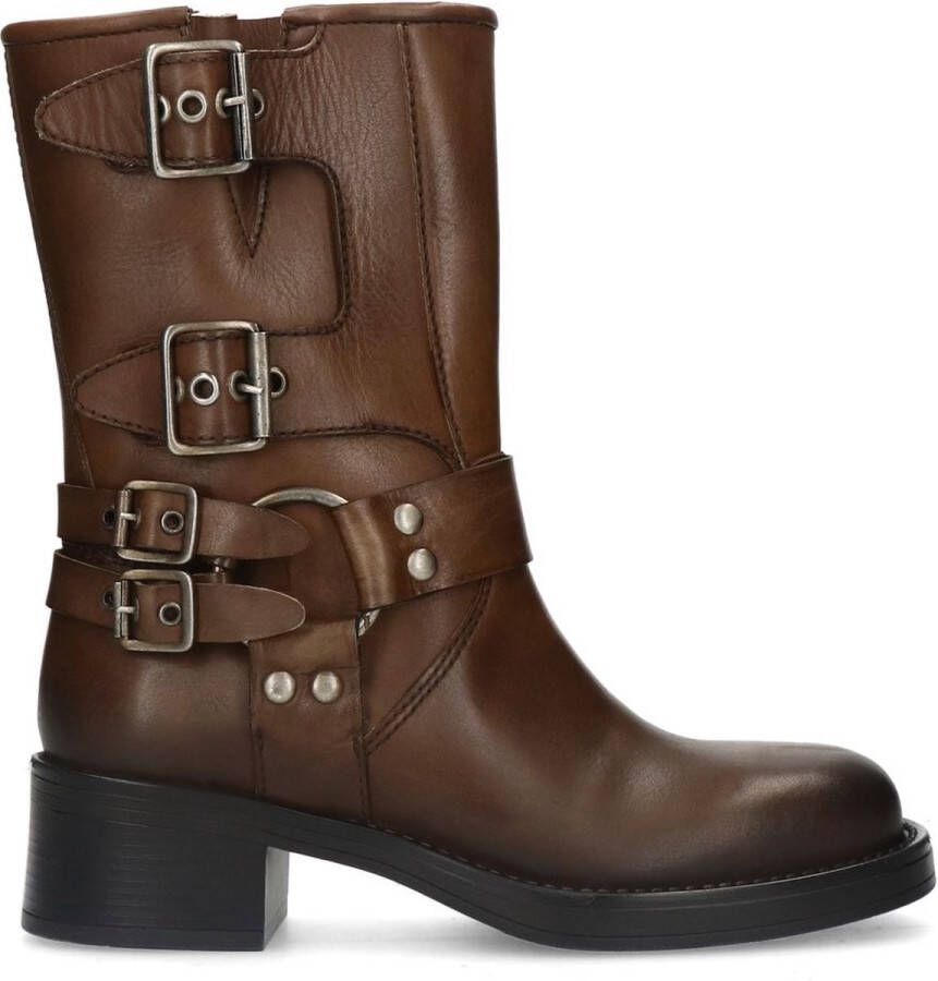 Sacha Dames Bruine multi buckle biker enkelboots - Foto 1